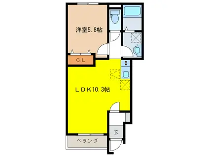 バーラム(1LDK/1階)の間取り写真