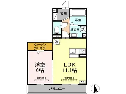 シリウス(1LDK/2階)の間取り写真