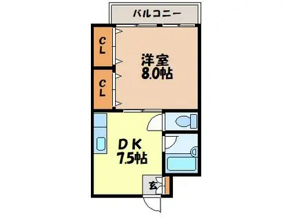 本田ビル(1DK/3階)の間取り写真