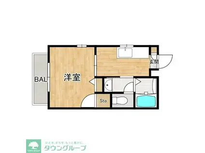 ディアス若葉(1K/2階)の間取り写真