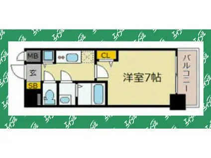 プレサンス鶴舞公園セラヴィ(1K/6階)の間取り写真