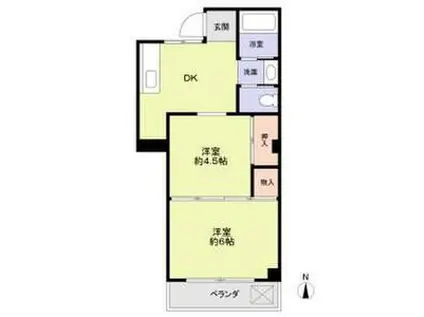 マンション向洋(2DK/4階)の間取り写真