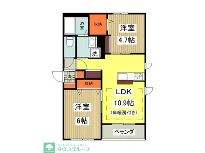 MAISON DOR 顕(2LDK/1階)の間取り写真