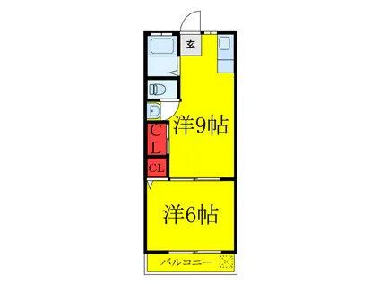 ニューパールマンション(1LDK/6階)の間取り写真
