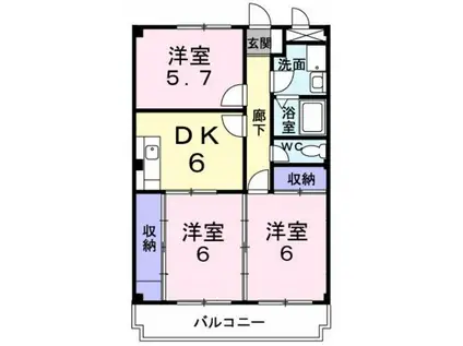 プレイスメゾン美輝(3DK/2階)の間取り写真