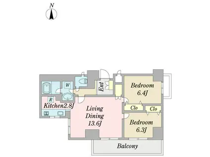 プロシード新瑞橋(2LDK/4階)の間取り写真