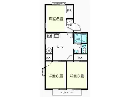 セゾンセジュールC(3DK/1階)の間取り写真