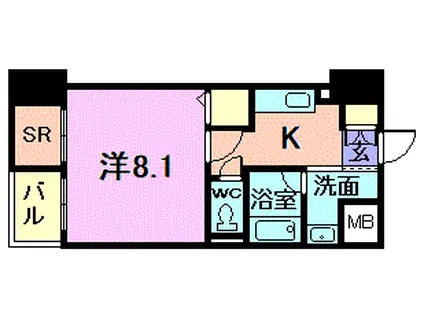 ディークレスト幸西 ノワール(1K/2階)の間取り写真