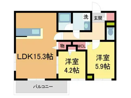 ブライトガーデン(2LDK/1階)の間取り写真