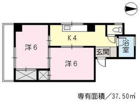 三栄ビル(2K/4階)の間取り写真