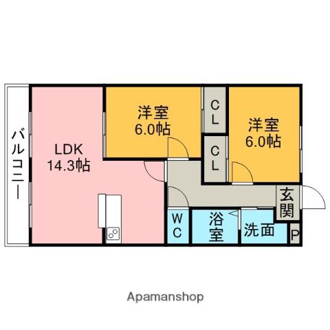 GRANDTOYOU(2LDK/3階)の間取り写真