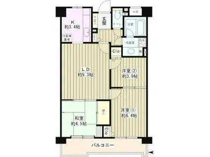 コーボック新小金井(3LDK/3階)の間取り写真