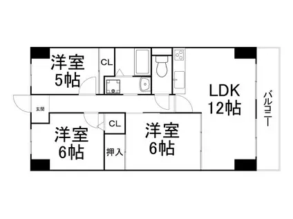 サンファースト京橋(3LDK/2階)の間取り写真
