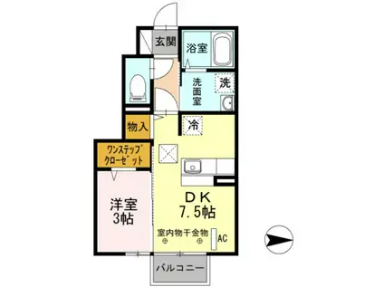 エーデルハイム I(1DK/1階)の間取り写真