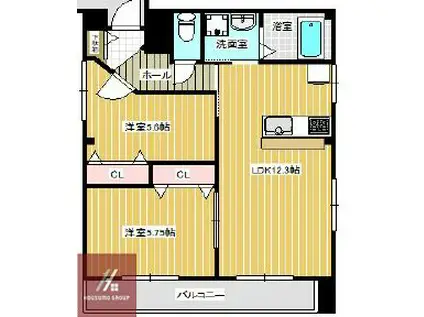 中山ハイツ(2LDK/3階)の間取り写真