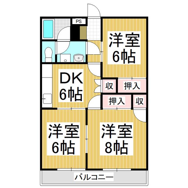 サンハイツ小林(3DK/3階)の間取り写真