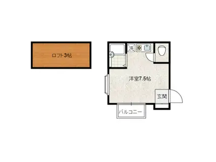 グランモア宮津台8A(ワンルーム/1階)の間取り写真