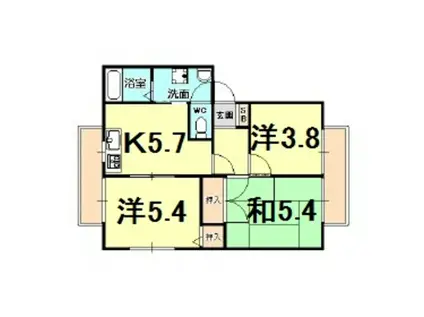 ディアス草香(3K/2階)の間取り写真