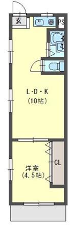 ハイツ濱 2号館(1LDK/1階)の間取り写真