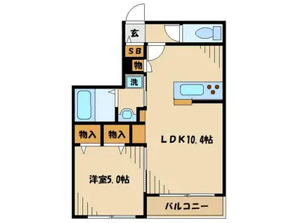 PARK FRONT(1LDK/2階)の間取り写真