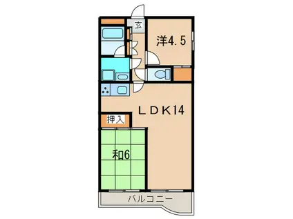 パストラルハイツ有馬(2LDK/2階)の間取り写真