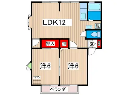 サンビレッジ本宮F(2LDK/2階)の間取り写真