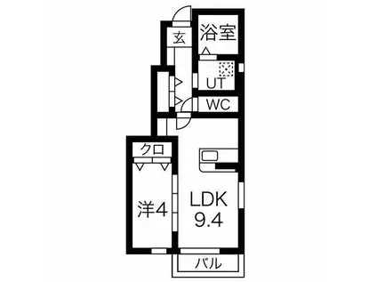 アーバンハウス黒石野II(1LDK/1階)の間取り写真