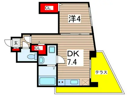 クレイドル千葉(1DK/1階)の間取り写真