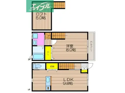 モエ医大南(1LDK/1階)の間取り写真