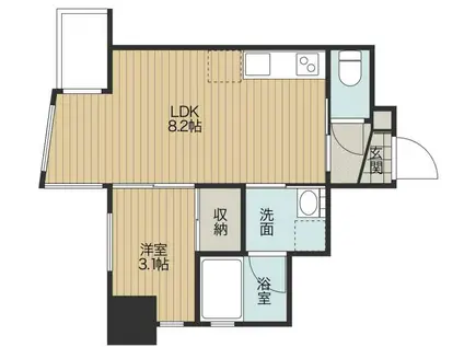 小川町庚子館(1LDK/3階)の間取り写真
