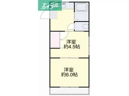 フローリッシュ神田II棟(2K/3階)の間取り写真