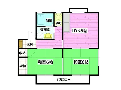 ドミール柳ヶ丘(2LDK/2階)の間取り写真