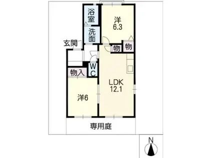 フレグランスA(2LDK/1階)の間取り写真