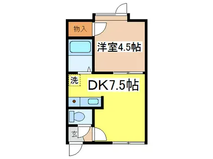 アイランドハイツ(1DK/2階)の間取り写真