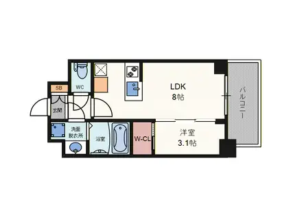 エスリードレジデンスザ・グラン大阪福島クラス(1LDK/2階)の間取り写真