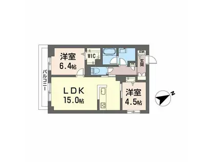 カーサ・アチェロ(2LDK/2階)の間取り写真