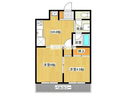 シャトー雪竹(2DK/2階)の間取り写真