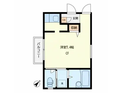 雪見坂コート(1K/1階)の間取り写真