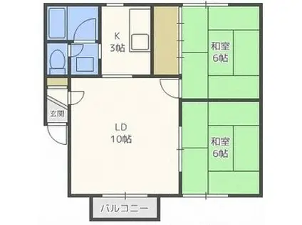 クリスタルピアC(2LDK/2階)の間取り写真