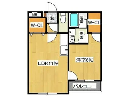 サンライズ小森野(1LDK/3階)の間取り写真