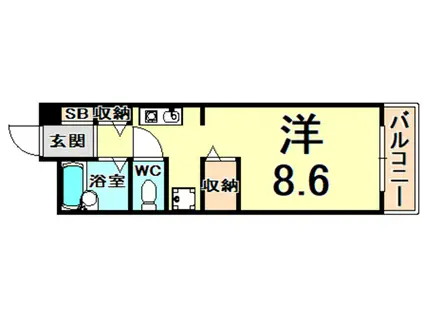 甲子園ガーデンハウス(ワンルーム/3階)の間取り写真
