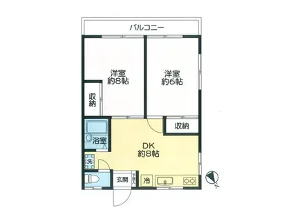 スグー二山手(2DK/2階)の間取り写真