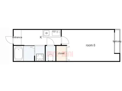 Kパラッツォ西明石(1K/2階)の間取り写真