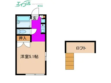 レーベンハイムII(ワンルーム/1階)の間取り写真