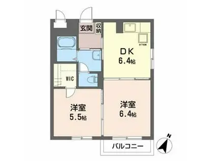 シャーメゾン砂押(2DK/1階)の間取り写真