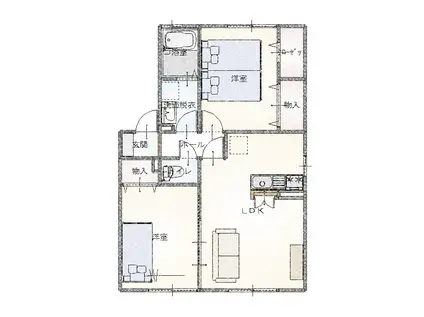 ソレールあけぼの台 II(2LDK/2階)の間取り写真