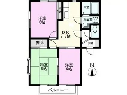 ローゼスハイム2番館(3DK/2階)の間取り写真