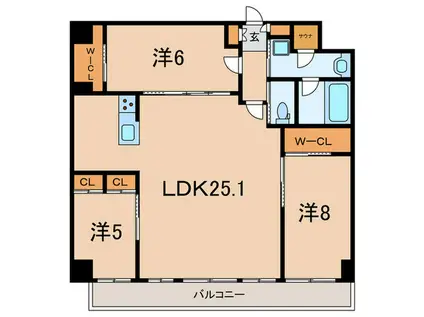 プレジオ西宮北口(3LDK/5階)の間取り写真
