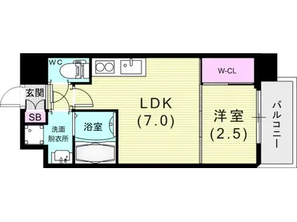 セレニテ神戸西エクラ(1DK/2階)の間取り写真