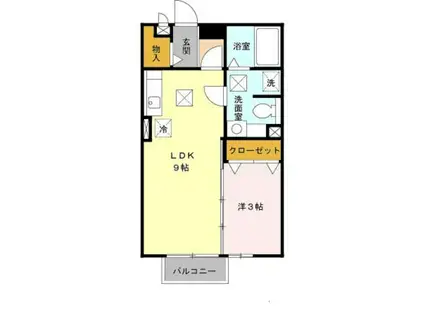 リビングタウン紀三井寺A棟(1LDK/1階)の間取り写真